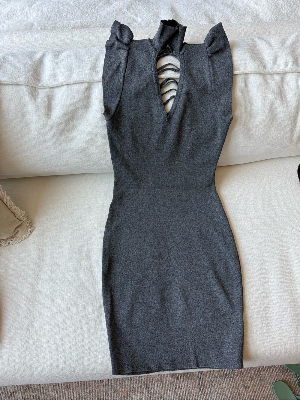 Bebe - Sleek Charcoal Cutout Bodycon Dress